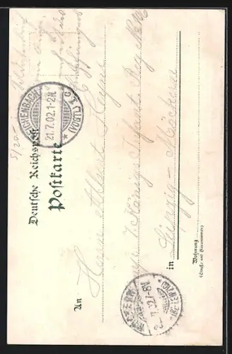 Lithographie Unterheinsdorf, Gasthof Wilhelm Schneider