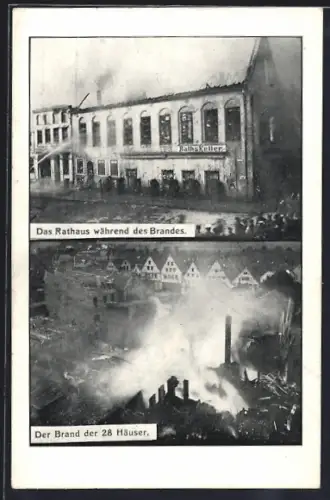 AK Buxtehude, Brand am 14. August 1911, Rathaus während des Brandes