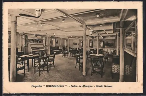 AK Passagierschiff Roussillon, Salon de Musique