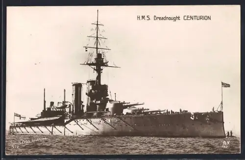 AK Kriegsschiff HMS Dreadnought Centurion auf See