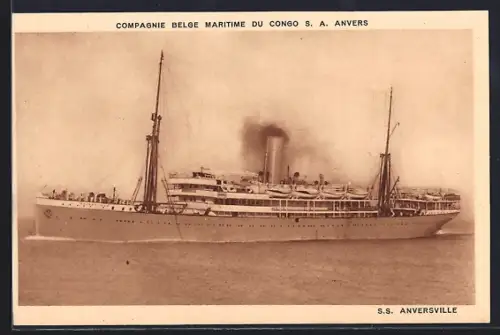 AK Passagierschiff SS Anversville auf See