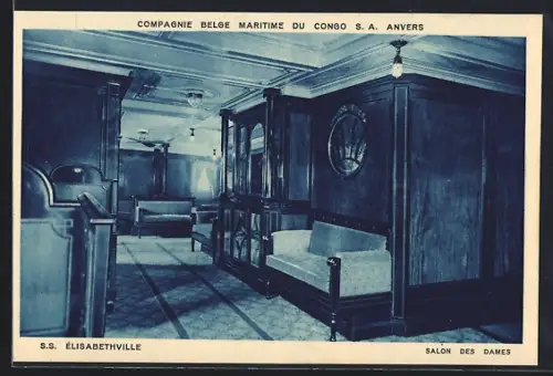 AK Passagierschiff SS Élisabethville, Salon des Dames