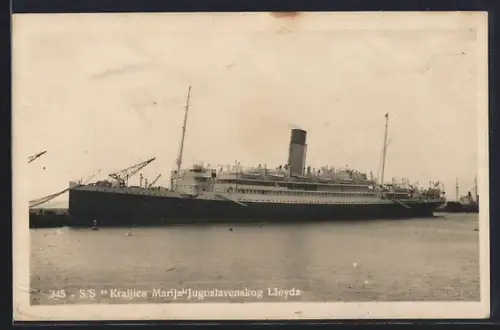 AK Passagierschiff SS Kraljica Marija im Hafen