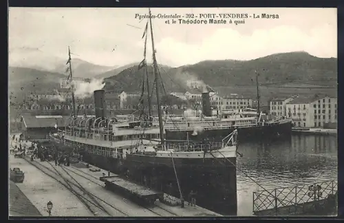 AK Port Vendres, Passagierschiffe La Marsa und Theodore Mante, im Hafen liegend