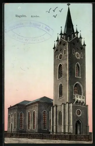 Goldfenster-AK Raguhn, Partie an der Kirche