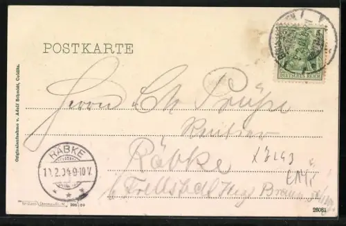 AK Grossbothen, Strassenpartie an der Schule, Ortsansicht