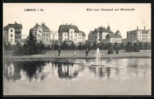 AK Limbach i. Sa., Blick vom Stadtpark auf Weststrasse