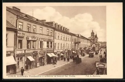AK Lublin, Krakowskie Przedmiescie z widokiem na kosciól Sw. Ducha, Restauracja Astorja