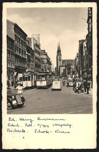 AK Magdeburg, Strassenbahn im Breiten Weg