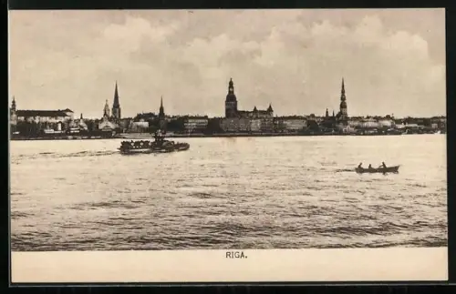 AK Riga, Ortsansicht vom Wasser aus