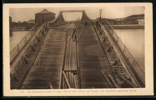 AK Libau, Gesprengte Eisenbahnbrücke