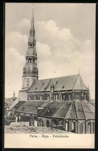 AK Riga, Petrikirche mit Glockenturm