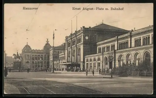 AK Hannover, Hauptbahnhof am Ernst-August-Platz