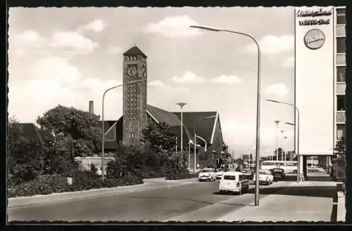 AK Oldenburg / Gr., Hauptbahnhof, Strassenansicht, Weser-Ems Milch