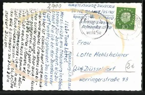 AK Oldenburg / Gr., Hauptbahnhof, Strassenansicht, Weser-Ems Milch