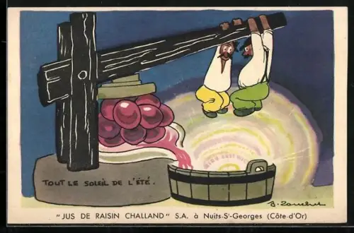 Künstler-AK Reklame für Jus de Raisin Challand