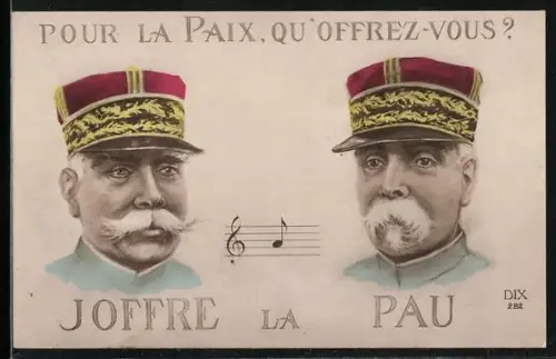 AK Generäle Joffre und Pau, Pour la Paix