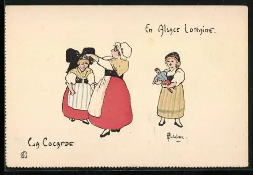 Künstler-AK En Alsace-Lorraine, La Cocarde, Propaganda