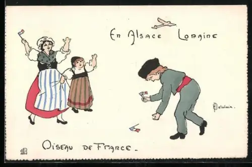 Künstler-AK En Alsace Lorraine, Oiseau de France, Propaganda