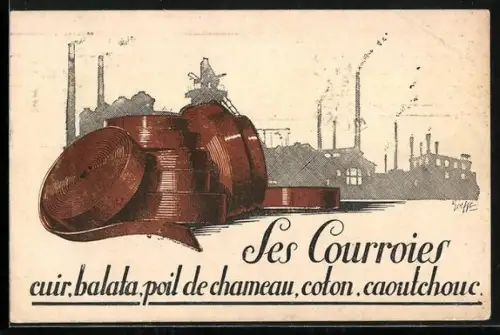 AK Reklame für Les Courroies