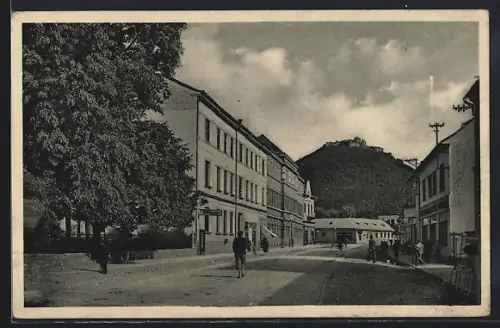 AK Chust, Post, Gerichtsgebäude und Festung, Strassenpartie