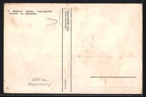 AK Fenyvesvölgy, Az üdülöhaz, Gebäude mit spielenden Kindern aus der Vogelschau