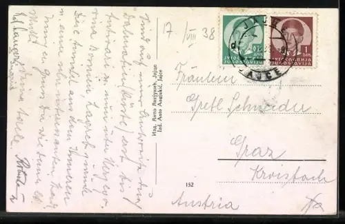 AK Jajce, Panorama mit Wasserfall