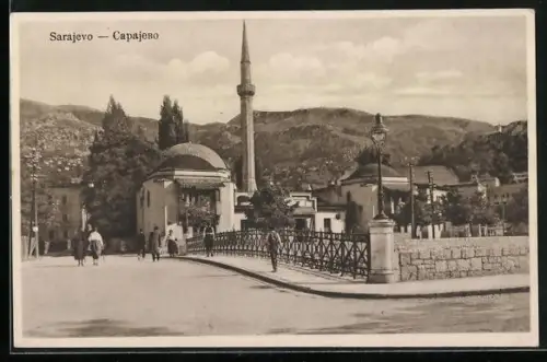 AK Sarajevo, Strassenpartie mit Brücke