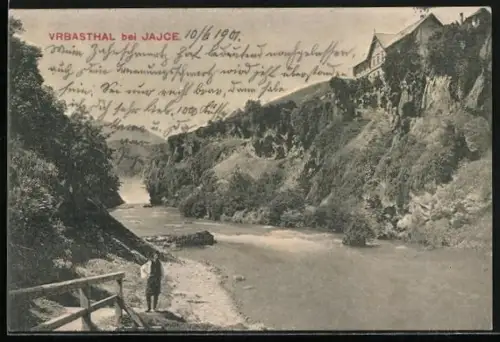 AK Jajce, Uferpartie mit Mann