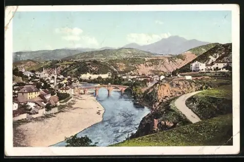 AK Konjica, Teilansicht mit Brücke und Minarettes