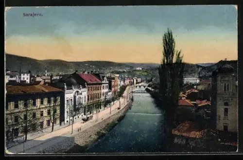 AK Sarajevo, Panorama mit Strassenpartie
