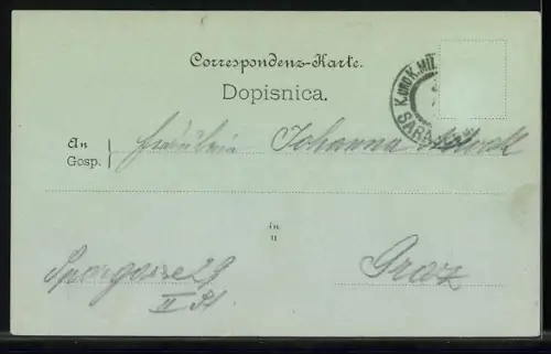 Mondschein-AK Sarajevo, Panorama mit Brücken