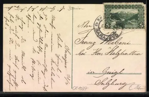 AK Sarajevo, Strasse Rudolfsgasse mit Domkirche