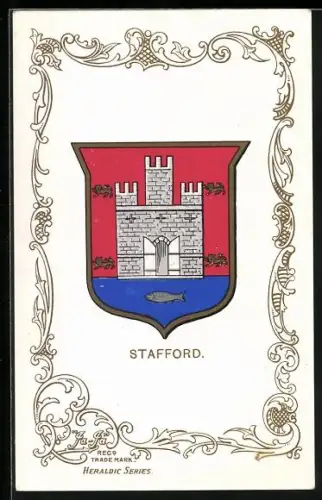 AK Stafford, Wappen u. Ornament-Rahmen
