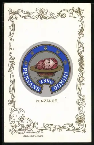 AK Penzance, Wappen u. Ornament-Rahmen