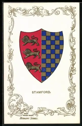 AK Stamford, Wappen u. Ornament-Rahmen