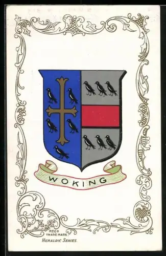 AK Woking, Wappen u. Ornament-Rahmen