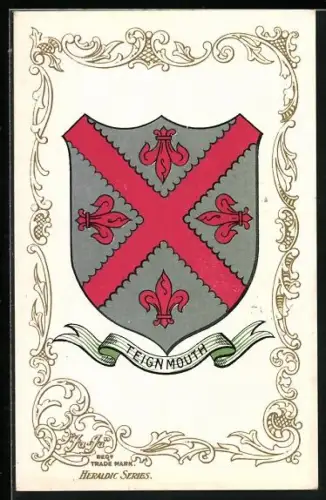 AK Teignmouth, Wappen u. Ornament-Rahmen