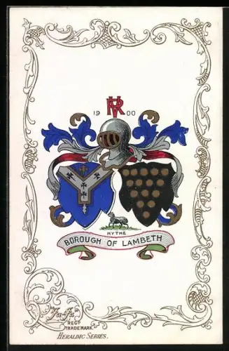 AK Hythe, Borough of Lambeth, Wappen u. Ornament-Rahmen