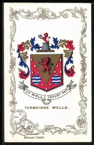 AK Tunbridge Wells, Wappen u. Ornament-Rahmen