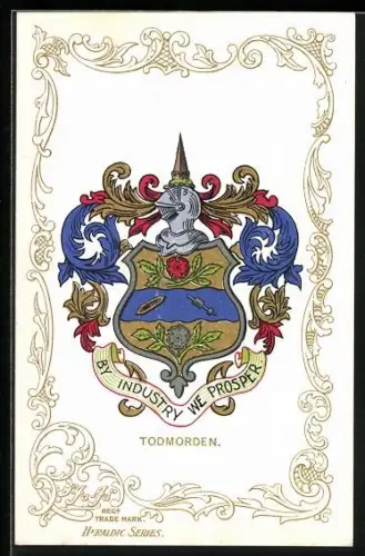 AK Todmorden, Wappen u. Ornament-Rahmen