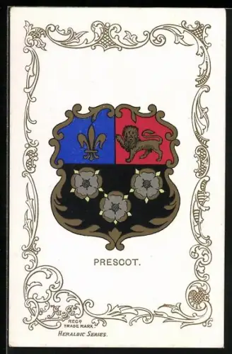 AK Prescot, Wappen u. Ornament-Rahmen