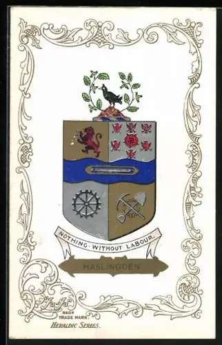 AK Haslingden, Wappen u. Ornament-Rahmen