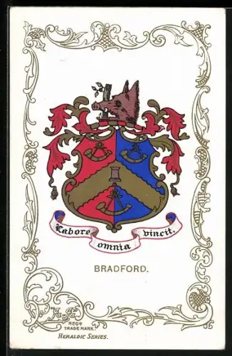 AK Bradford, Wappen u. Ornament-Rahmen