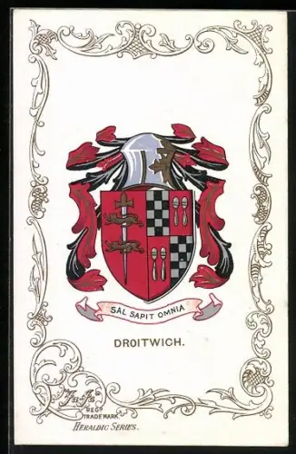 AK Droitwich, Wappen u. Ornament-Rahmen