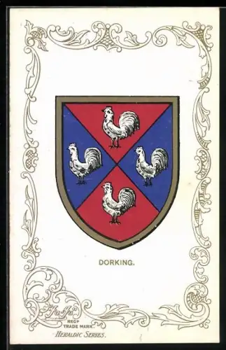 AK Dorking, Wappen u. Ornament-Rahmen