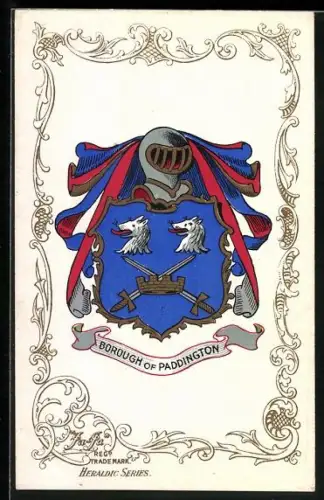 AK Borough of Paddington, Wappen u. Ornament-Rahmen