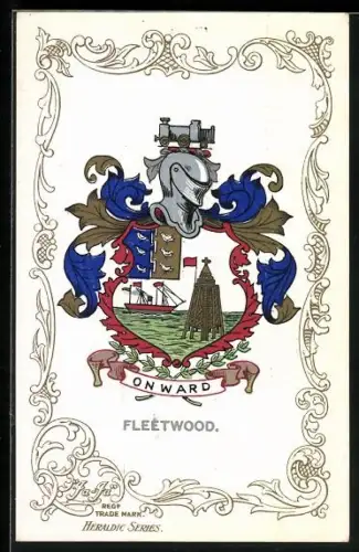 AK Fleetwod, Wappen u. Ornament-Rahmen