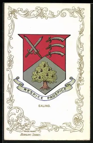 AK Ealing, Wappen u. Ornament-Rahmen