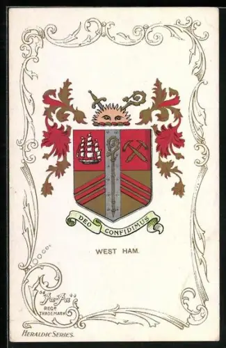 Künstler-AK Wappen von West Ham, Deo Confidimus